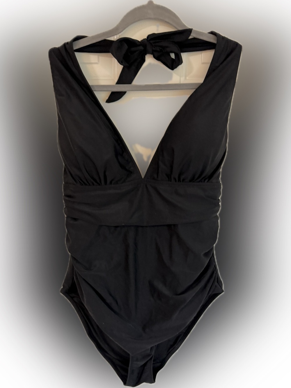 Cupshe Black One Piece Swimsuit - Size XXL Halter Ruched Tummy Control NWT